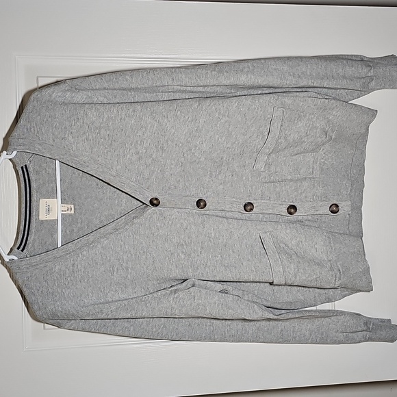 LAND'S END CANVAS 1963 100% Cotton Button Up Letterman Cardigan Gray Size M - Picture 1 of 8
